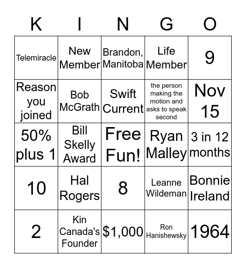 Zone A Spring Conference Bingo Card
