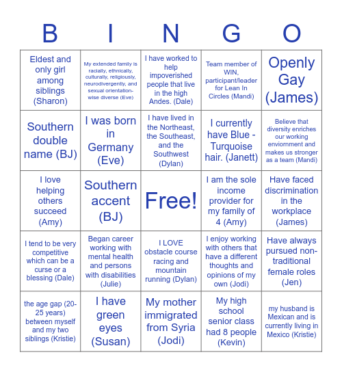 The Diversity In Us Bingo Card