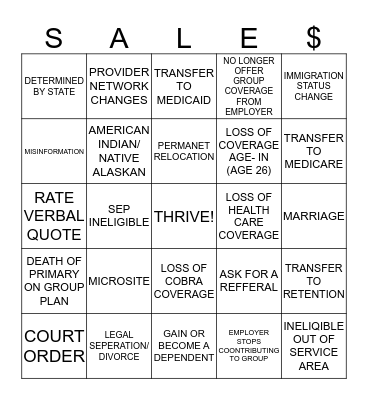 KAISER PERMANENTE Bingo Card