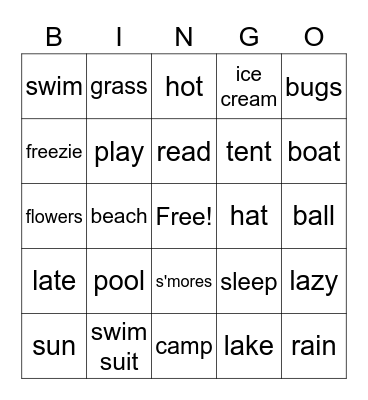 Summer Bingo #2 Bingo Card