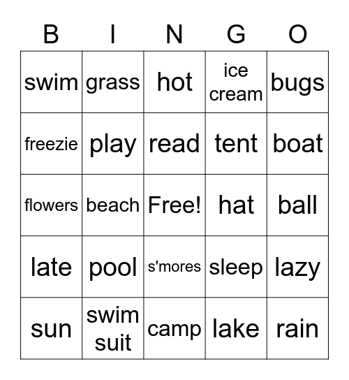 Summer Bingo #2 Bingo Card