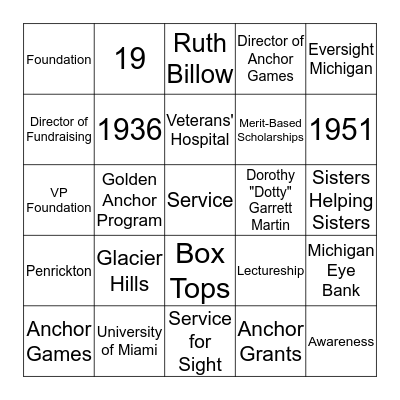 Foundation Bingo Card