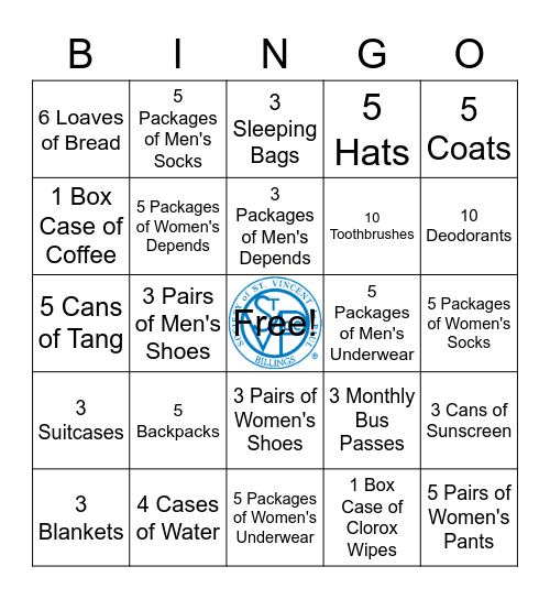 DONATION BINGO DRAFT 1 Bingo Card