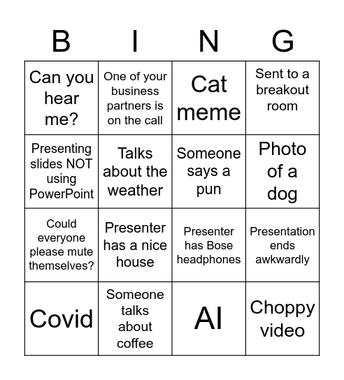 Data 'n' Analytics Week Bingo Card