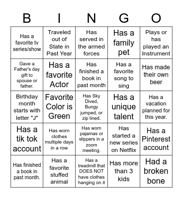 Ice-Ice Breaker! Bingo Card