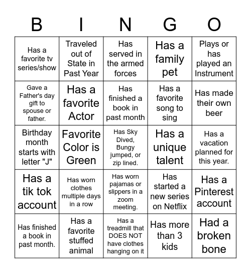 Ice-Ice Breaker! Bingo Card