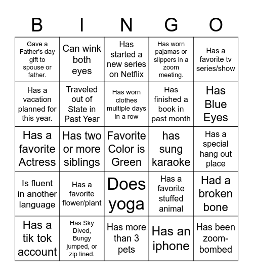 Ice-Ice Breaker! Bingo Card