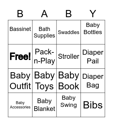 Kaley & Dane's Baby Bingo Card