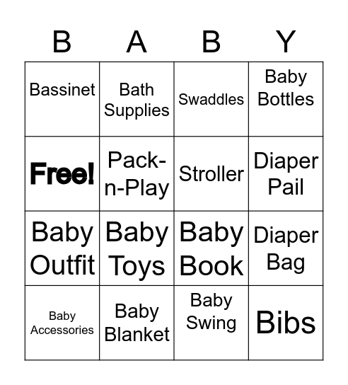 Kaley & Dane's Baby Bingo Card