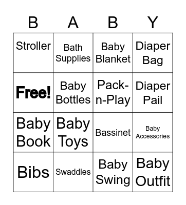 Kaley & Dane's Baby Bingo Card