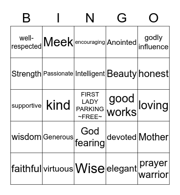 FIRST LADY Bingo Card
