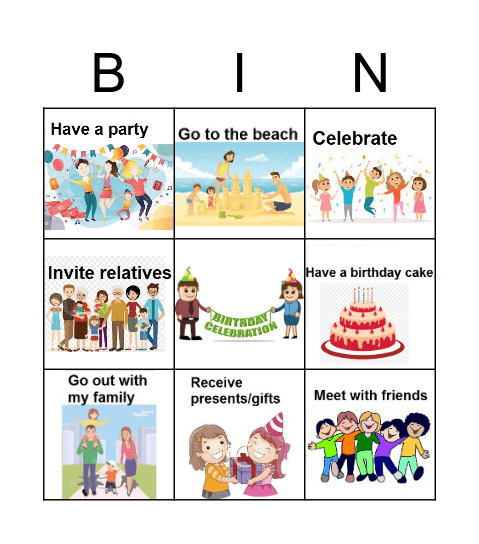 How do you celebrate your birthday? Bingo Card