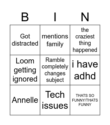 Dern3r Bingo Bongo Bingo Card