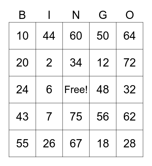 July BINGO! Bingo Card
