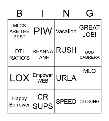 MLC BINGO Card