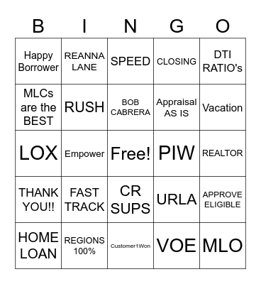 MLC Bingo Card