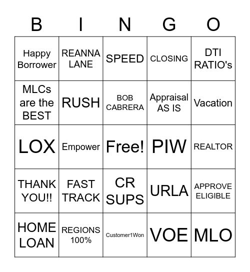 MLC Bingo Card