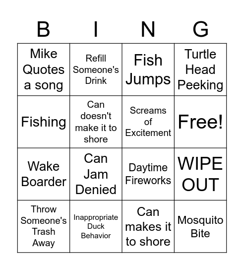 LAKE Bingo Card