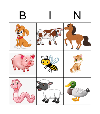 Animal Farm Bingo Card