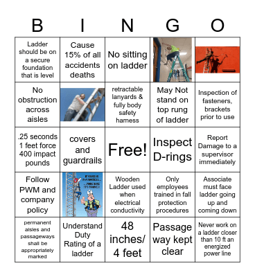 Fall Prevention Bingo Card