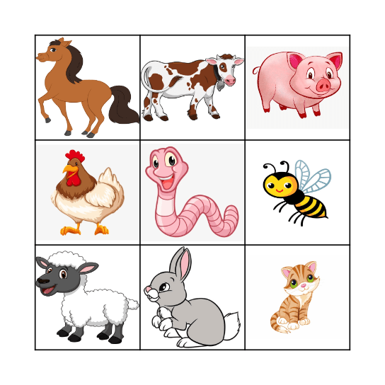 Animal Farm Bingo Card