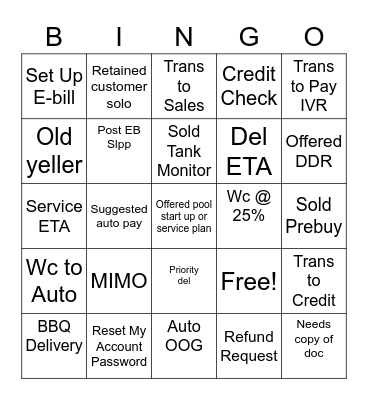 Lp Bingo Card