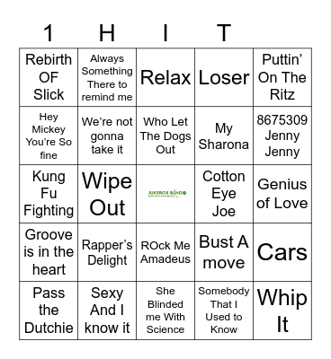 Jukebox Bingo One hit Wonders Bingo Card