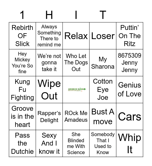 Jukebox Bingo One hit Wonders Bingo Card