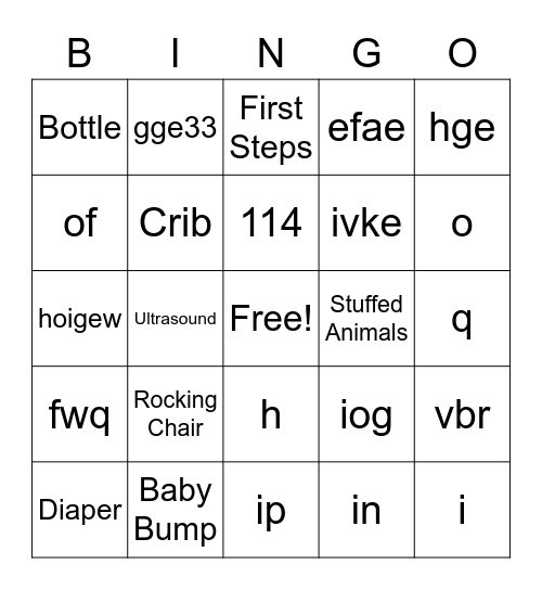 Baby Shower Bingo Card