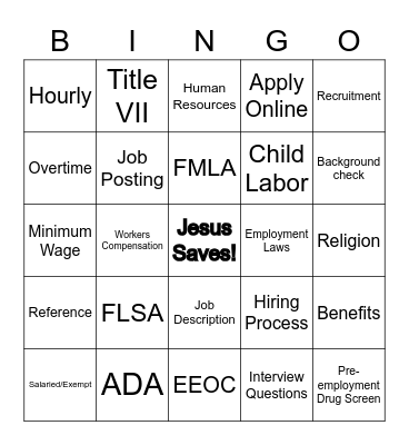 HR BINGO Card