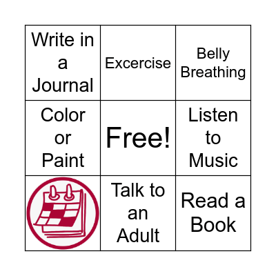 Coping Skills Bingo Card