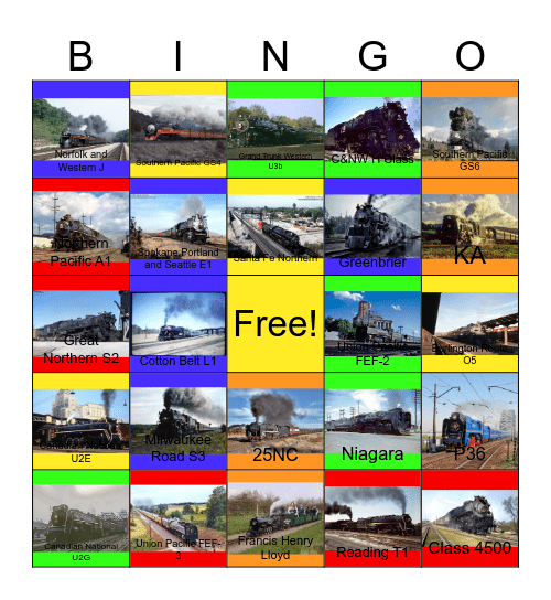 Fantastic 4-8-4 Locomotives Bingo Card
