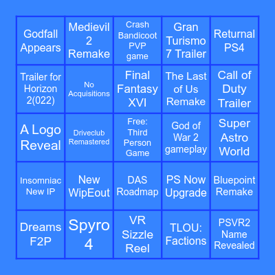PlayStation Event Bingo by Lant Bingo Card