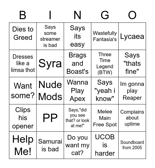 Mew Bingo Card