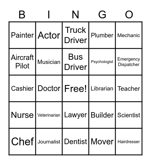 Careers Bingo Card