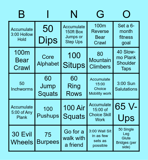 Bodyweight Bingo Card