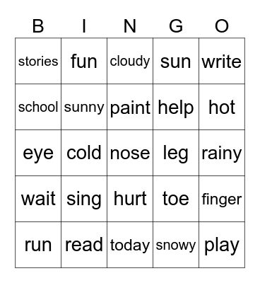 Review! Bingo Card