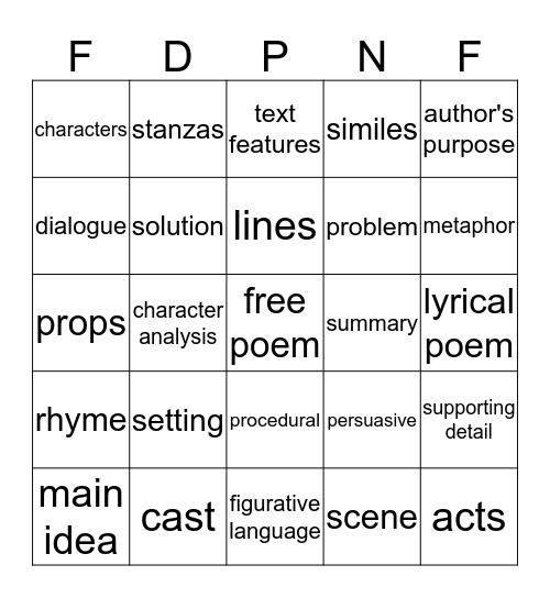 Readin Bingo Card