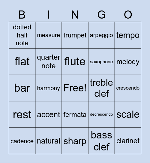 Band Bingo :) Bingo Card