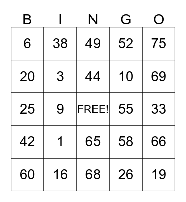 doosey's card Bingo Card