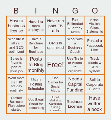 Business Bingo Card