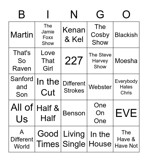 Sitcoms of the 70's 80's, 90's & Present Bingo Card