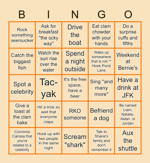 HOW TO VACATION CORRECTLY Bingo Card
