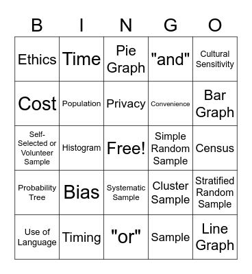 Probability Bingo Card