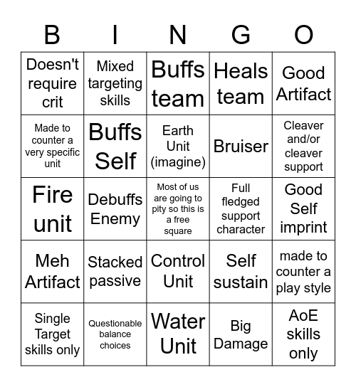 Fuwa's Summer Iseria bingo Card