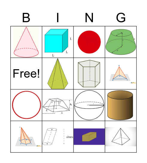 Formas e Sólidos Geométricos Bingo Card