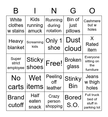 Bins Shopping BINGO Card