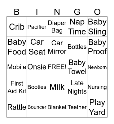 Tricia's Baby Shower Bingo Card