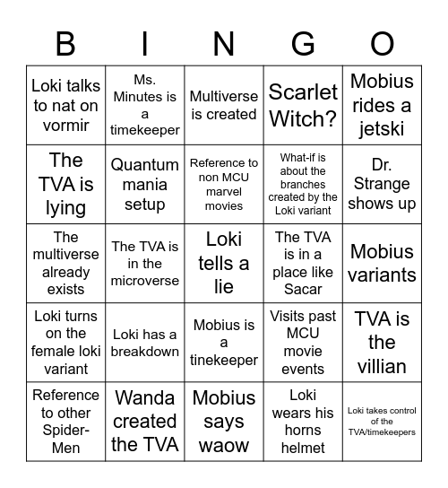 Loki Bingo (post ep2) Bingo Card
