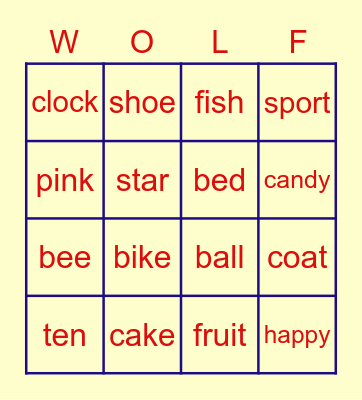 Wolf Mix Bingo Card